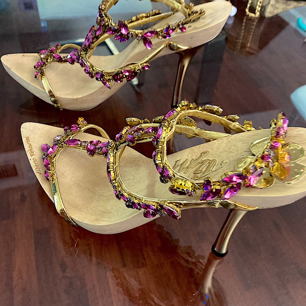 Alberto Venturini Open Toe Rhinestone high heels